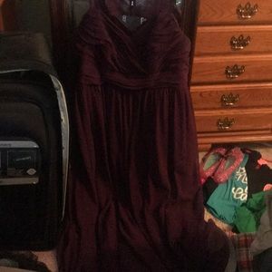 Purple keyhole back bridesmaids dress